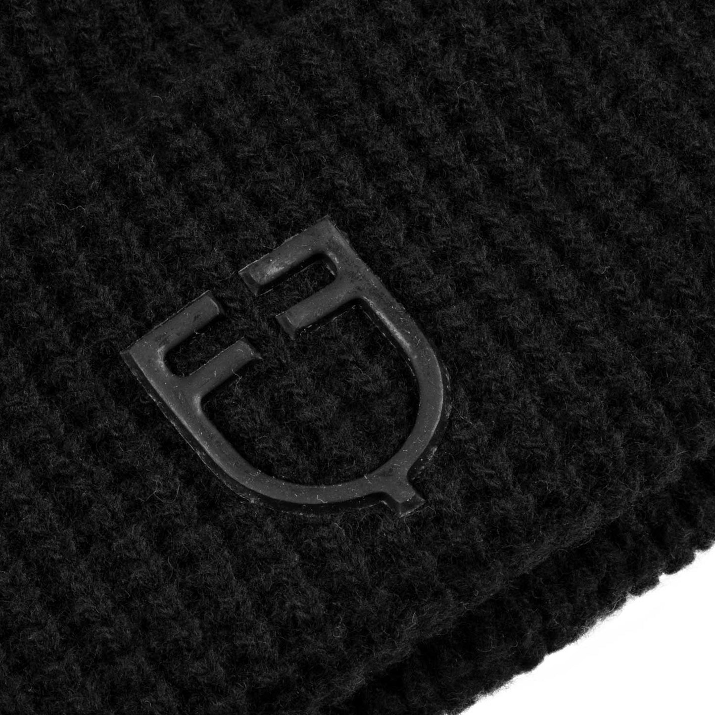 Gorro unisex de lana acanalada con logo Equestro - Negro