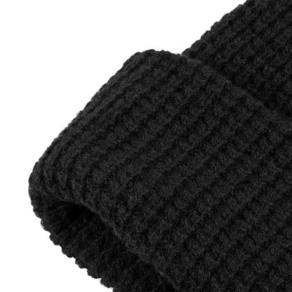 Gorro unisex de lana acanalada con logo Equestro - Negro