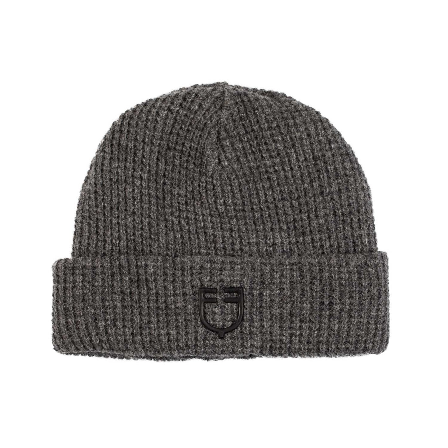 Gorro unisex de lana acanalada con logo Equestro - Melange Grey