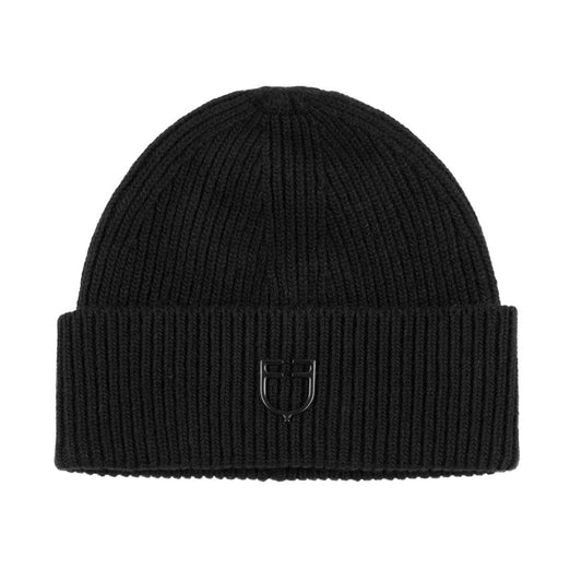 Gorro unisex de lana con diseño de punto Equestro - Negro
