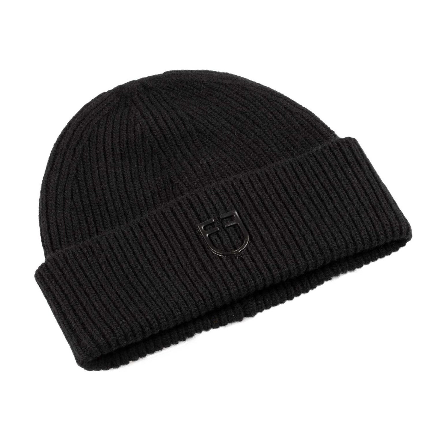 Gorro unisex de lana con diseño de punto Equestro - Negro