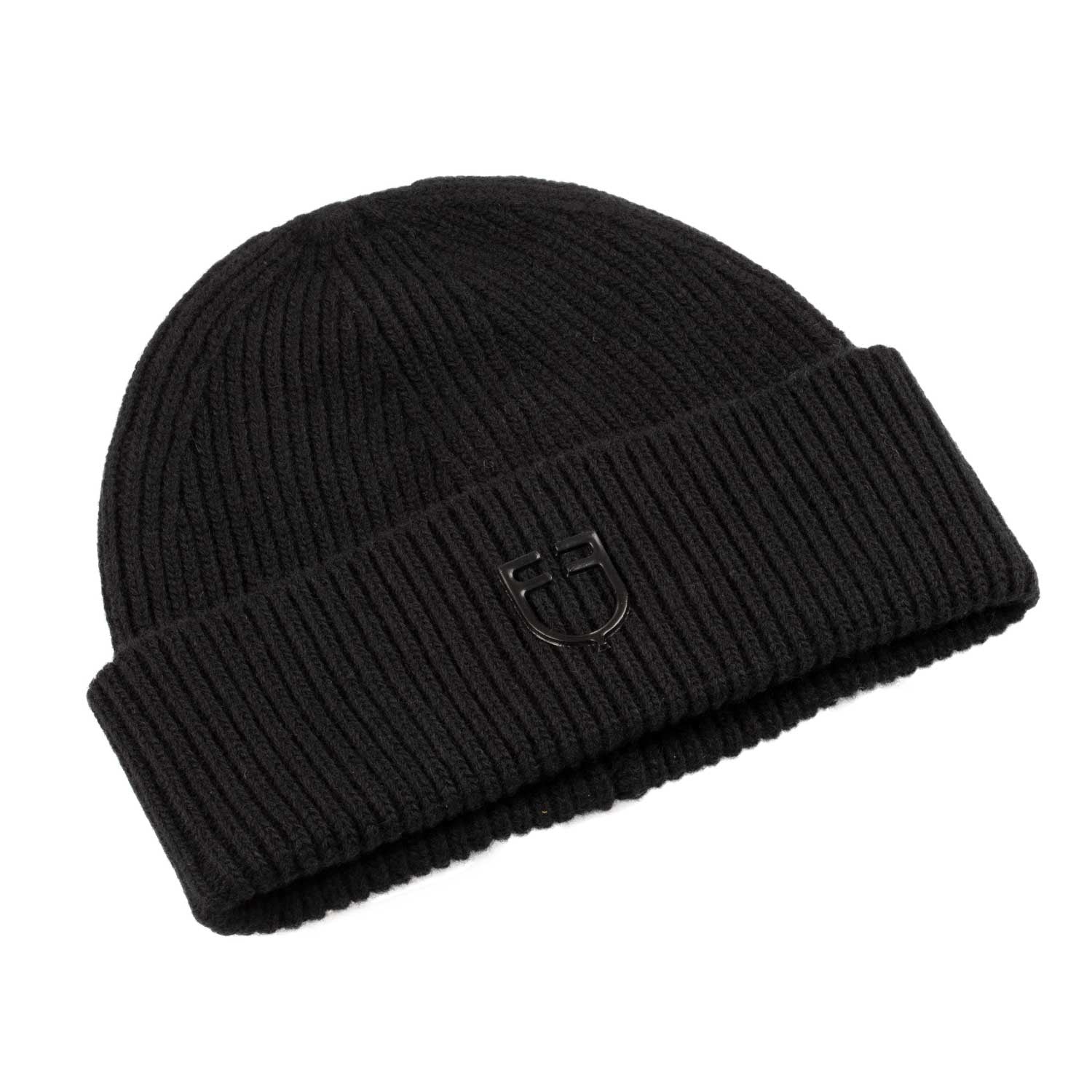 Gorro unisex de lana con diseño de punto Equestro - Negro