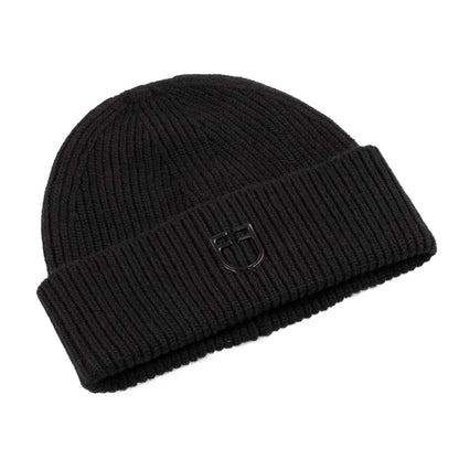 Gorro unisex de lana con diseño de punto Equestro - Negro