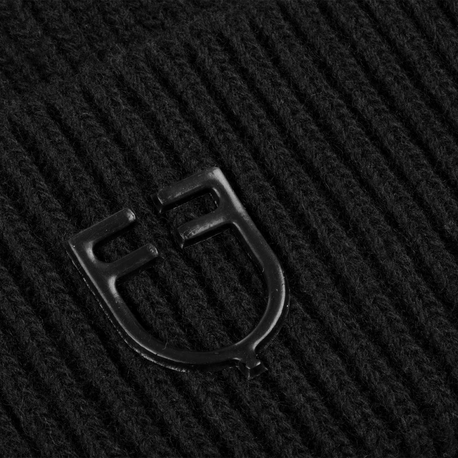 Gorro unisex de lana con diseño de punto Equestro - Negro