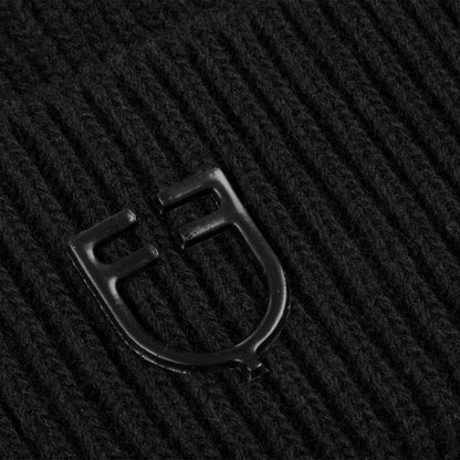 Gorro unisex de lana con diseño de punto Equestro - Negro