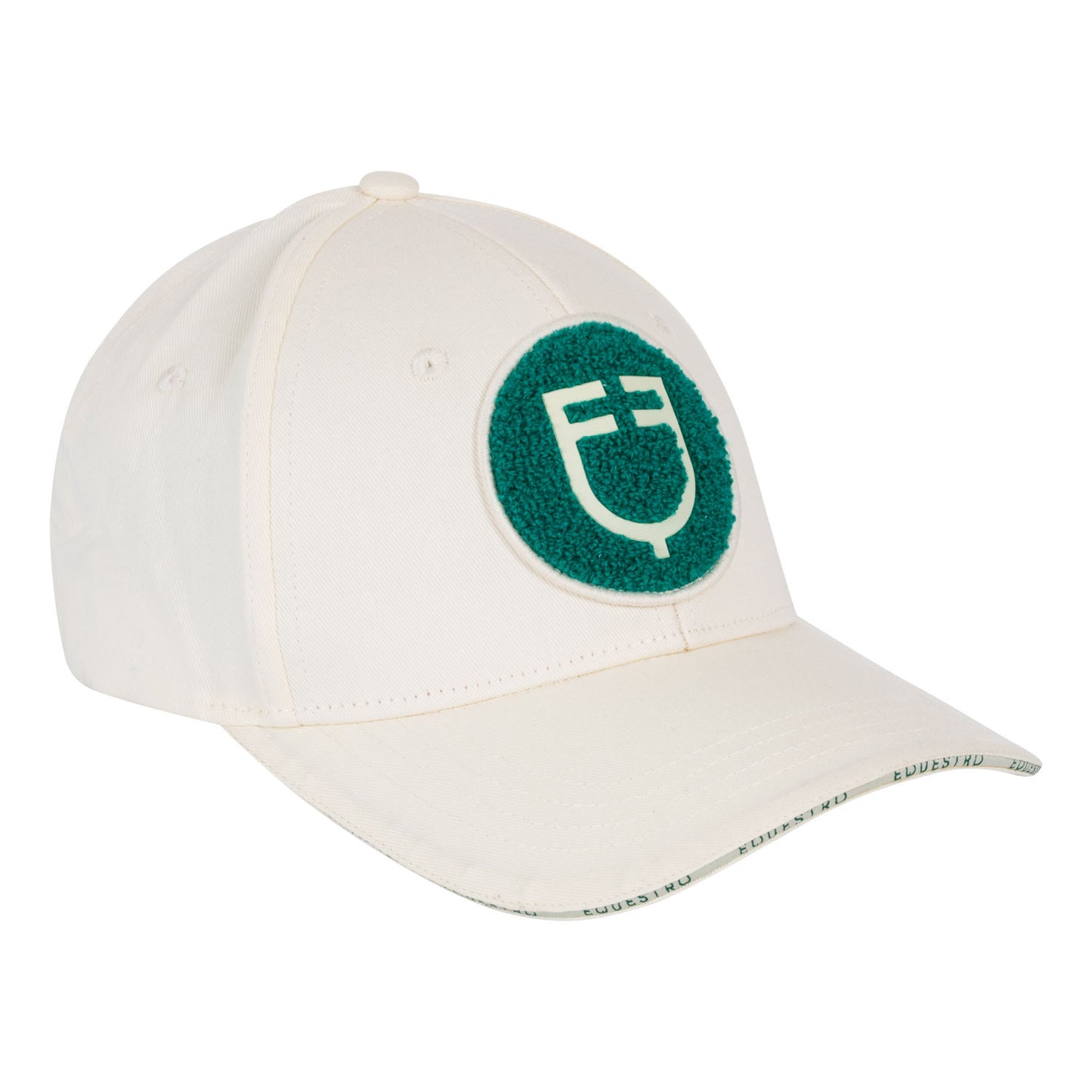 Gorra de béisbol con logo en parche de felpa Equestro - Antique White (11-0105)/Ultramarine Green