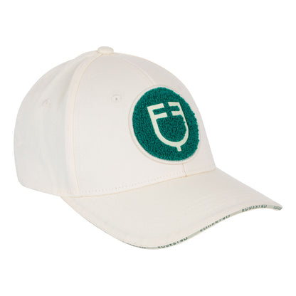 Gorra de béisbol con logo en parche de felpa Equestro - Antique White (11-0105)/Ultramarine Green