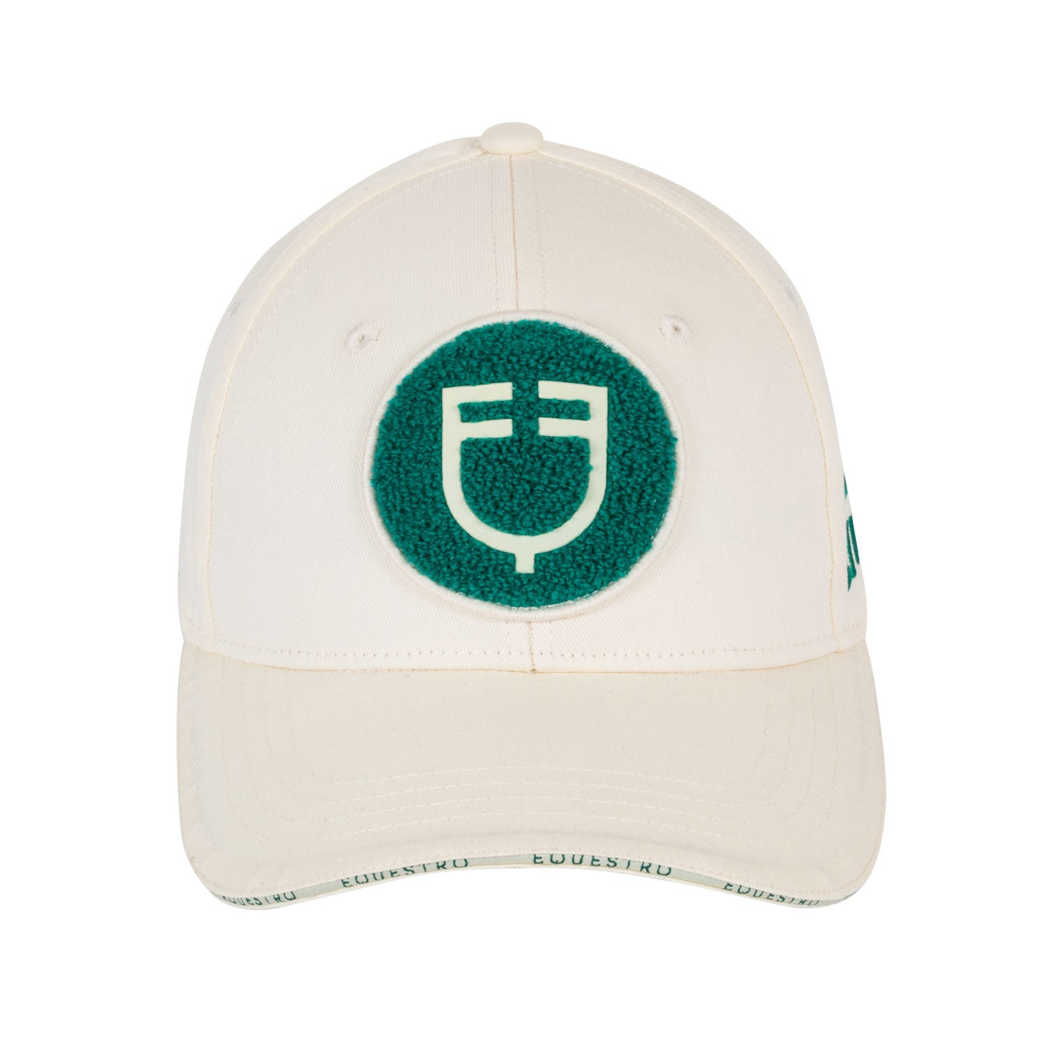 Gorra de béisbol con logo en parche de felpa Equestro - Antique White (11-0105)/Ultramarine Green