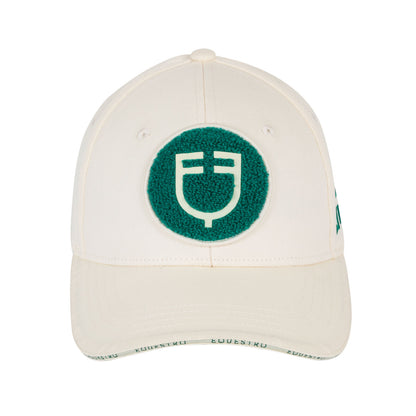 Gorra de béisbol con logo en parche de felpa Equestro - Antique White (11-0105)/Ultramarine Green