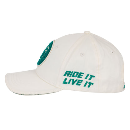 Gorra de béisbol con logo en parche de felpa Equestro - Antique White (11-0105)/Ultramarine Green