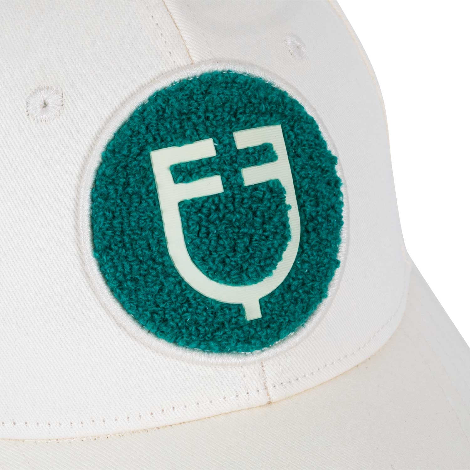Gorra de béisbol con logo en parche de felpa Equestro - Antique White (11-0105)/Ultramarine Green