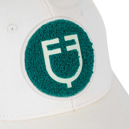 Gorra de béisbol con logo en parche de felpa Equestro - Antique White (11-0105)/Ultramarine Green
