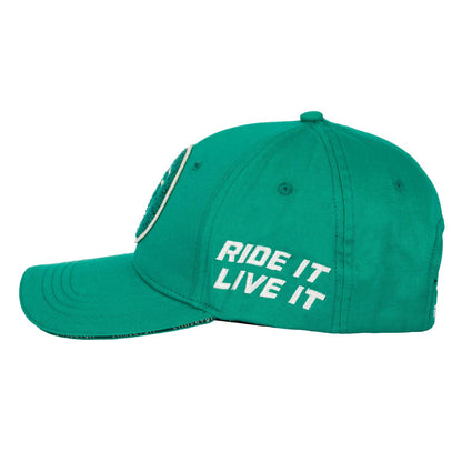 Gorra de béisbol con logo en parche de felpa Equestro - Ultramarine Green (18-5338)/Antique White