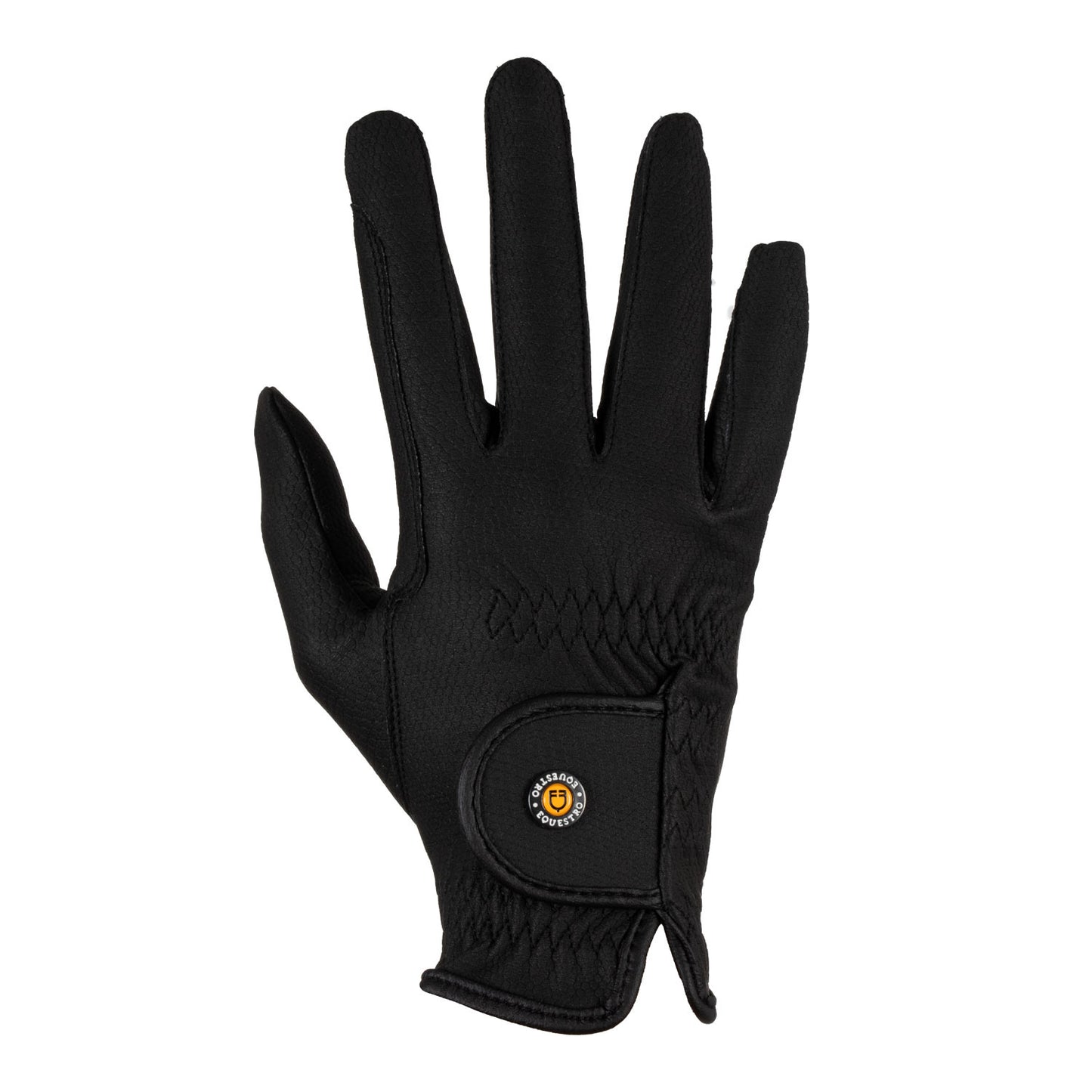 Guantes unisex de cuero sintético con cierre de velcro Equestro - Negro
