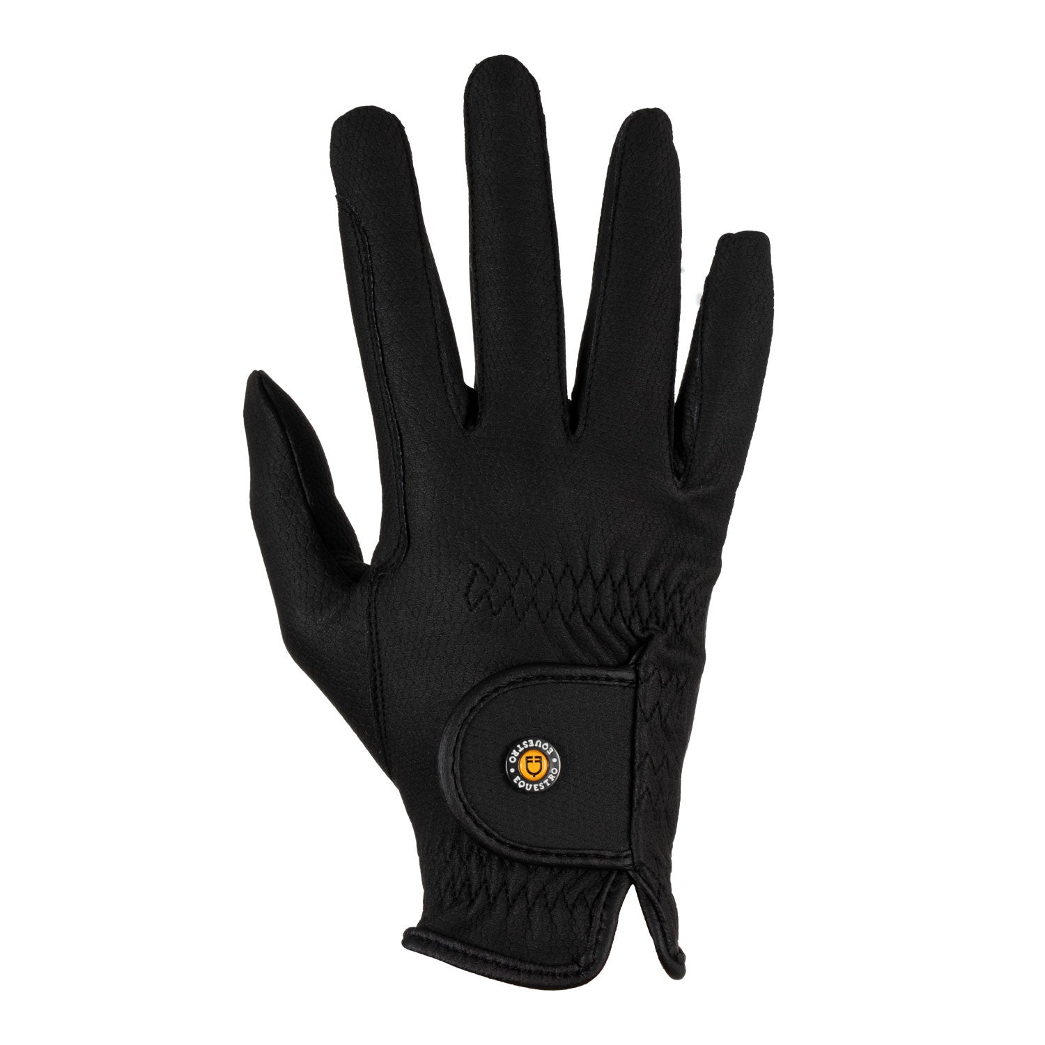 Guantes unisex de cuero sintético con cierre de velcro Equestro - Negro