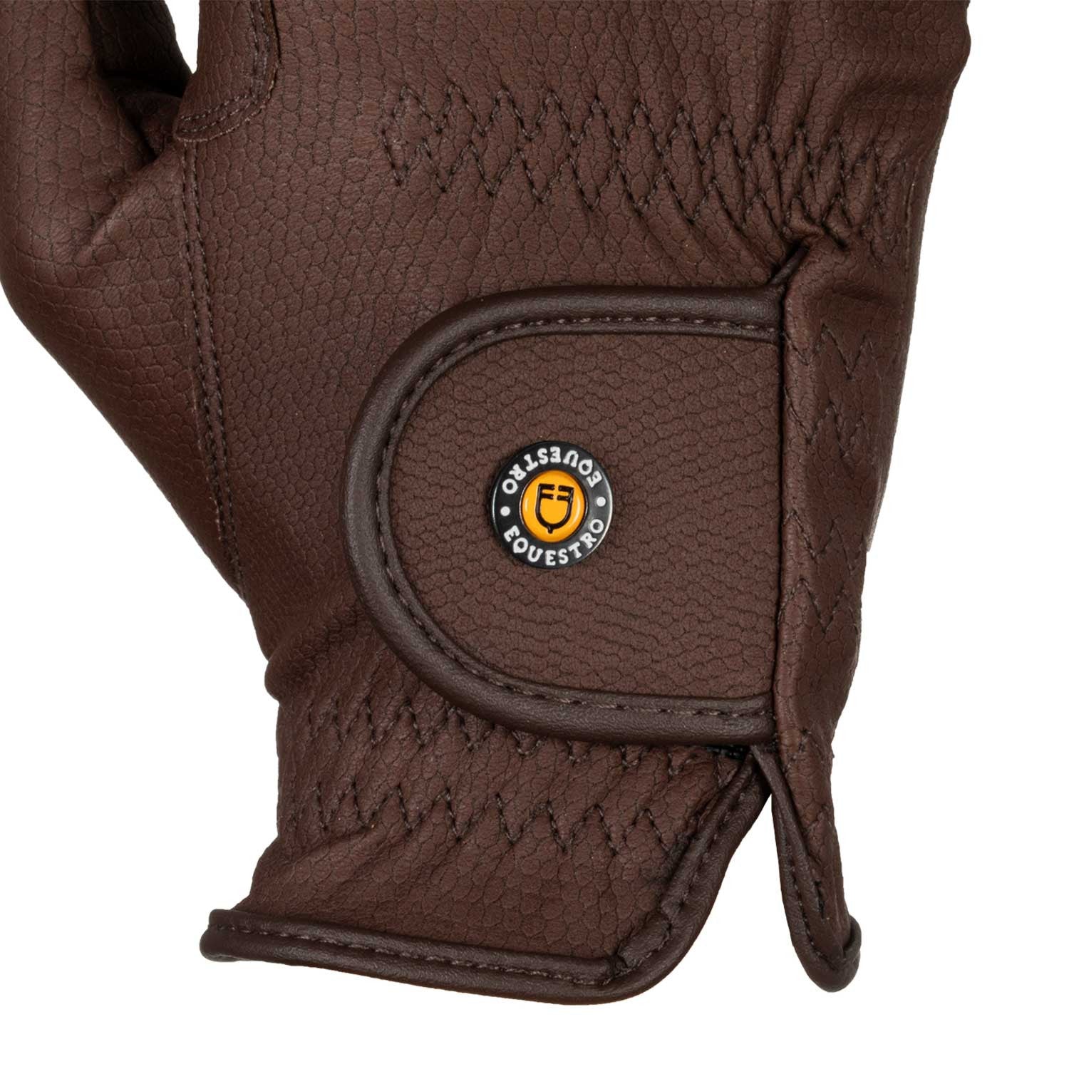 Guantes unisex de cuero sintético con cierre de velcro Equestro - Marrón oscuro