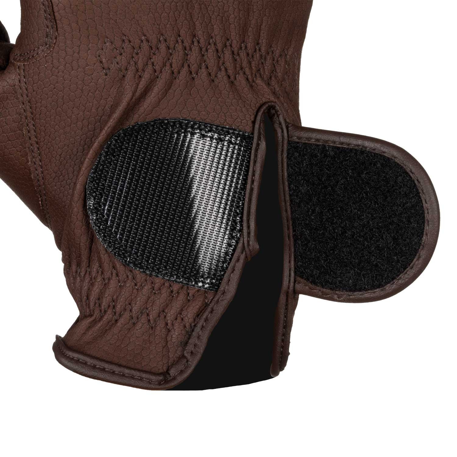 Guantes unisex de cuero sintético con cierre de velcro Equestro - Marrón oscuro
