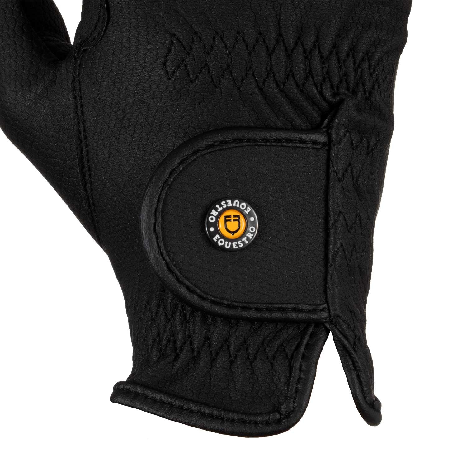 Guantes unisex de piel sintética con acolchado y cierre de velcro Equestro - Negro