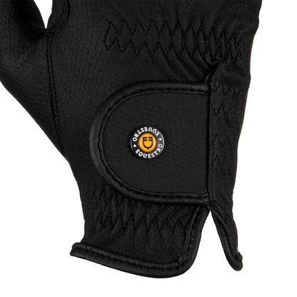 Guantes unisex de piel sintética con acolchado y cierre de velcro Equestro - Negro