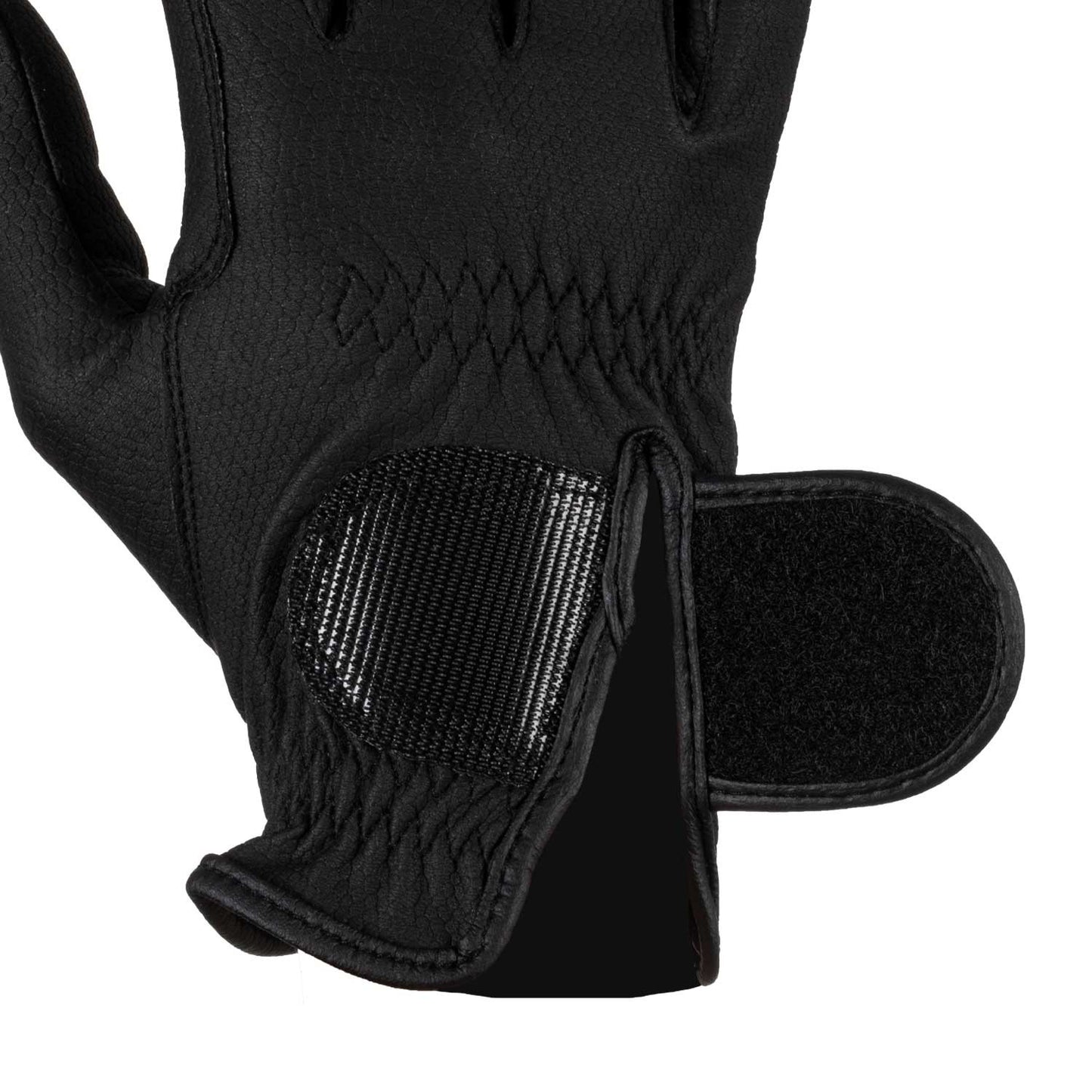 Guantes unisex de piel sintética con acolchado y cierre de velcro Equestro - Negro