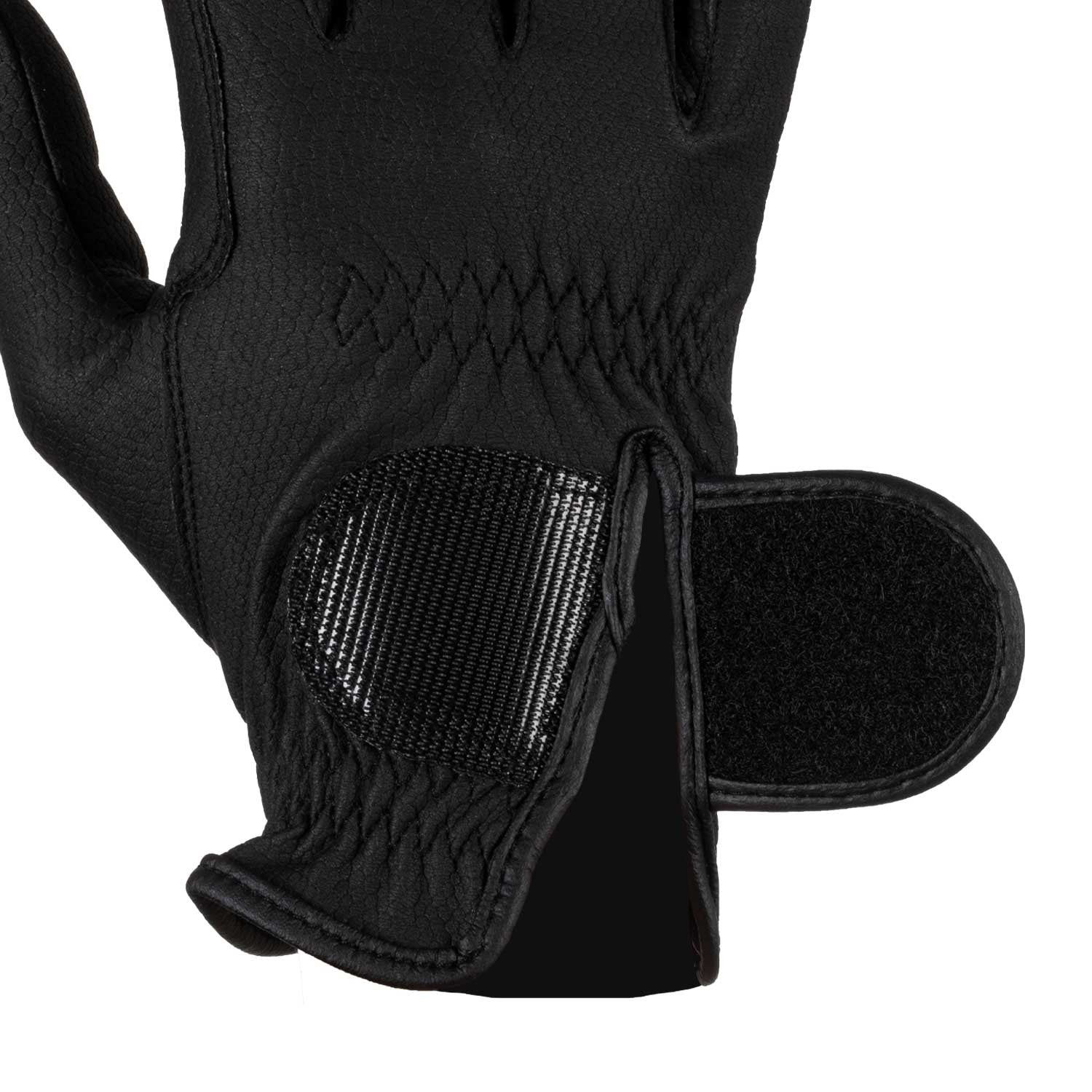 Guantes unisex de piel sintética con acolchado y cierre de velcro Equestro - Negro