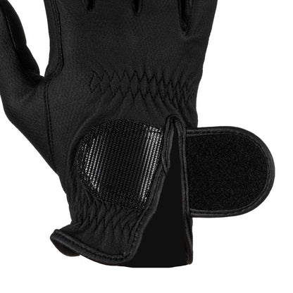 Guantes unisex de piel sintética con acolchado y cierre de velcro Equestro - Negro