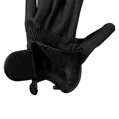 Guantes unisex de piel sintética con acolchado y cierre de velcro Equestro - Negro