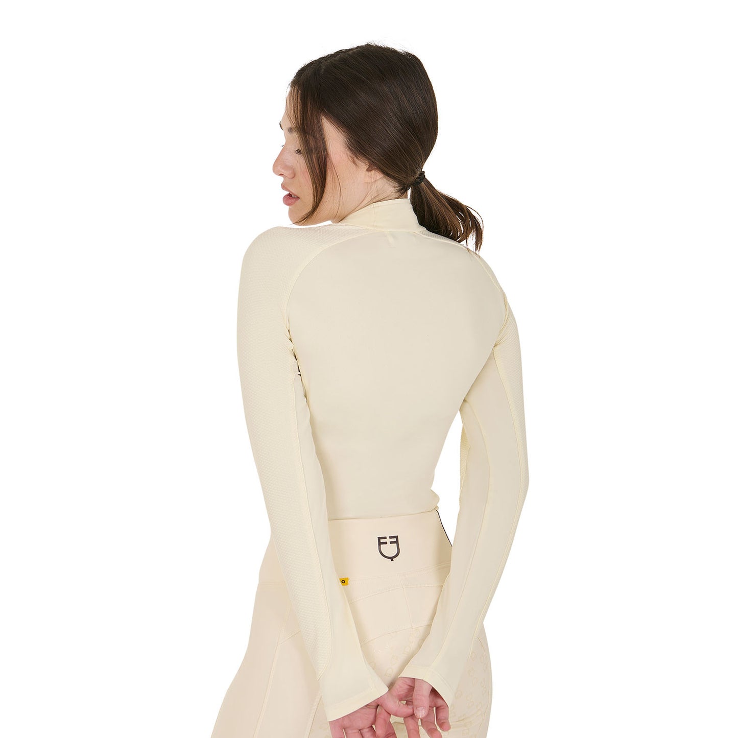 Capa base mujer slim fit manga larga Equestro - Antique White (11-0105)/Marron