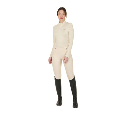 Capa base mujer slim fit manga larga Equestro - Antique White (11-0105)/Marron
