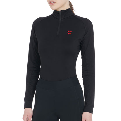 Capa base mujer slim fit manga larga Equestro - Black/Red 181662