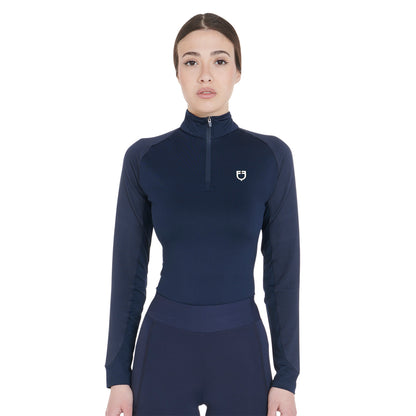 Capa base mujer slim fit manga larga Equestro - Navy Blazer (19-3923)/White