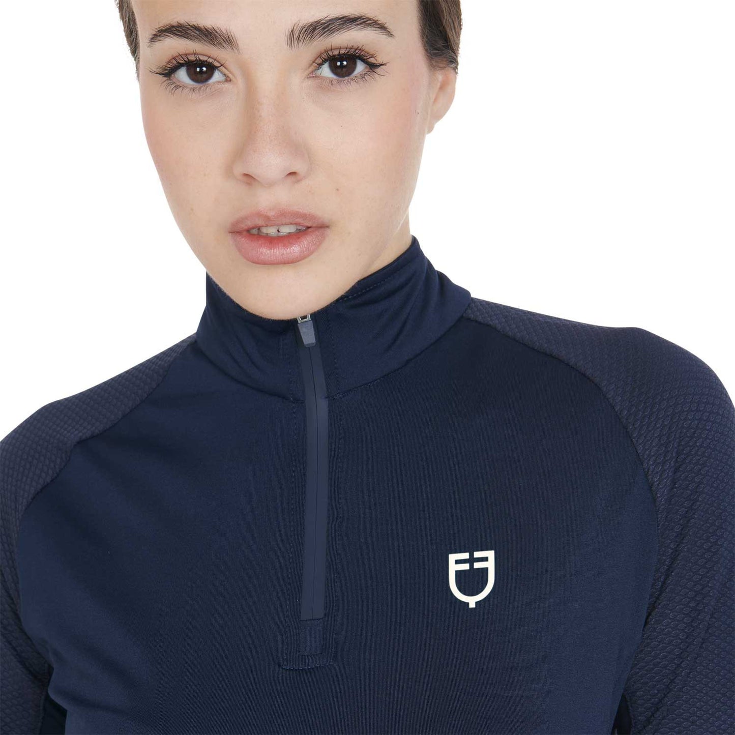 Capa base mujer slim fit manga larga Equestro - Navy Blazer (19-3923)/White