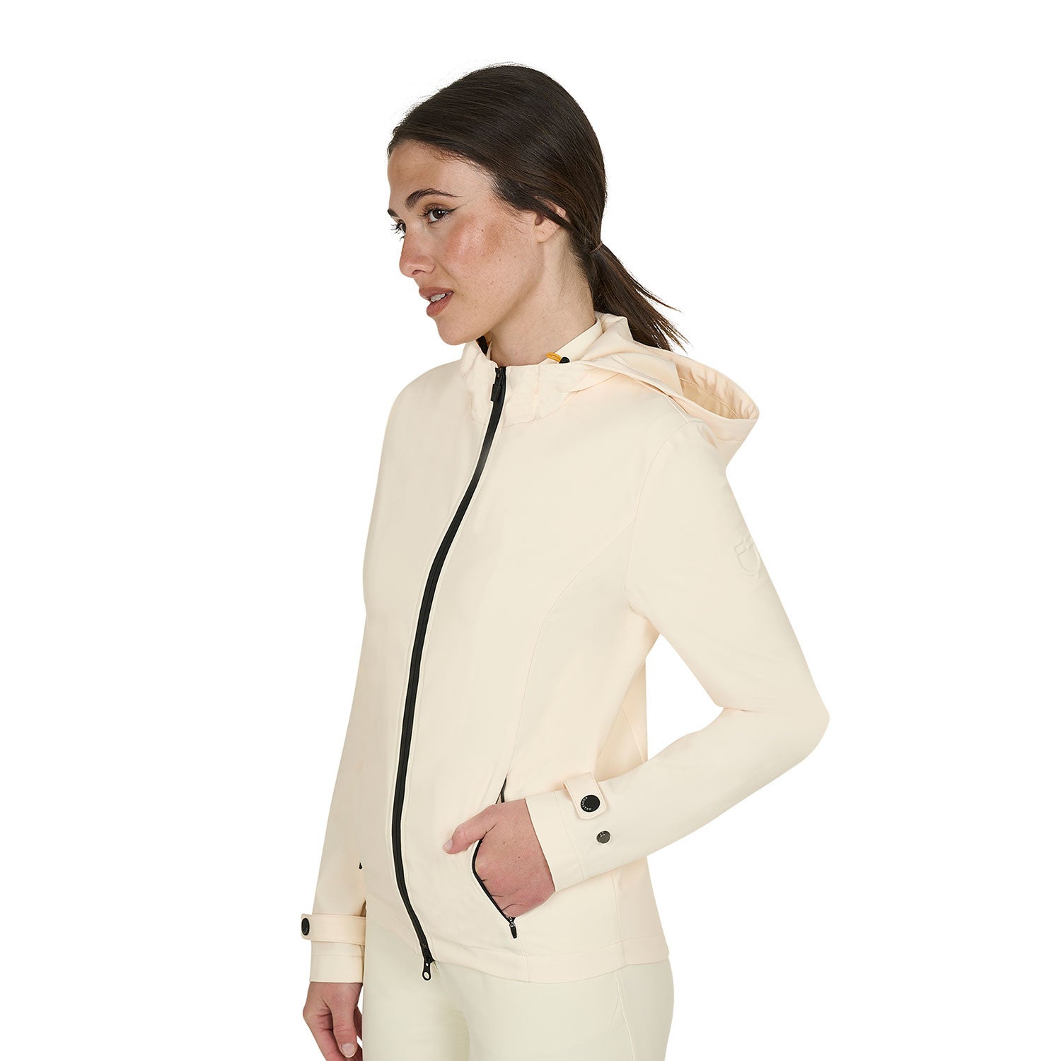 Chaqueta softshell slim fit de mujer con cremallera cortaviento Equestro - Antique White