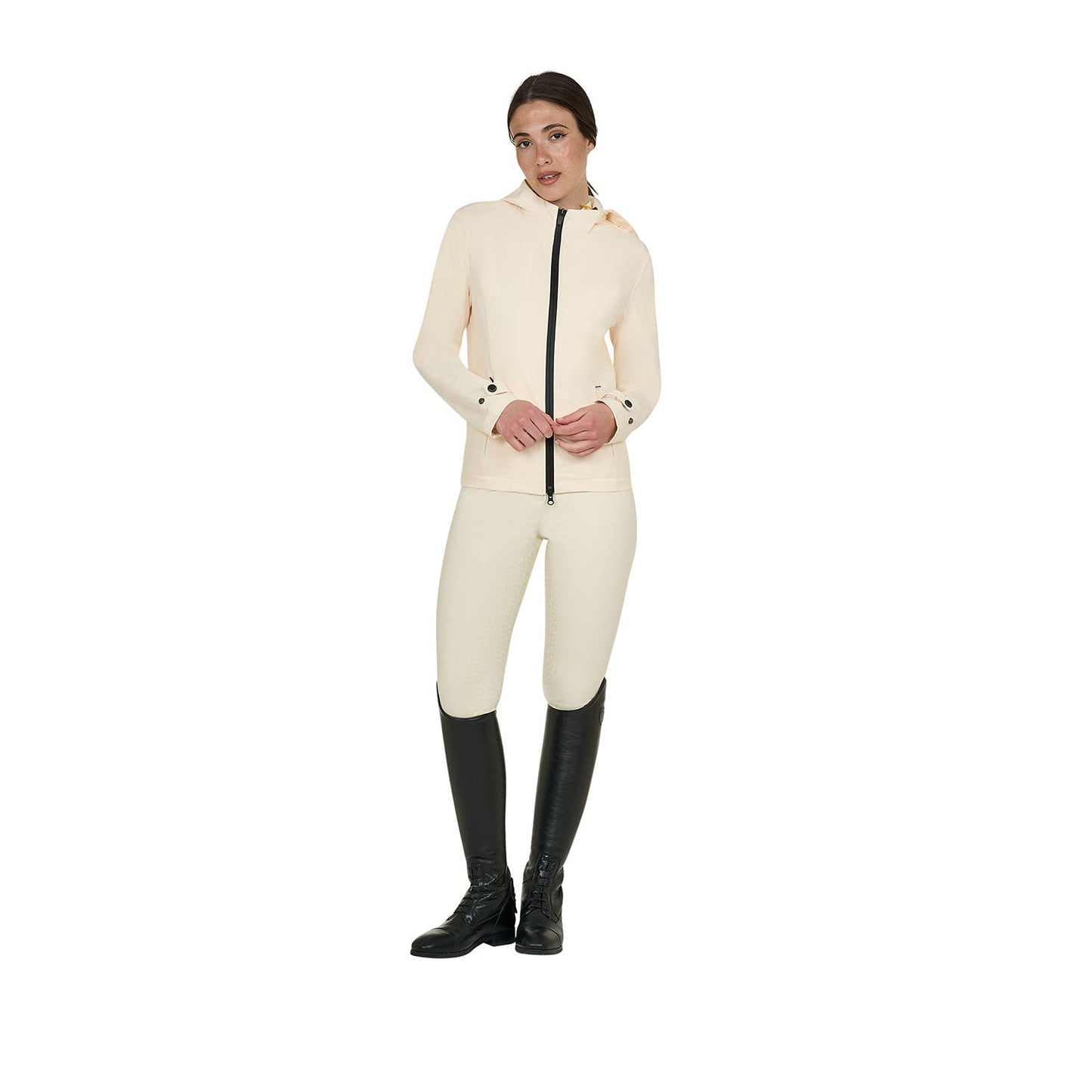 Chaqueta softshell slim fit de mujer con cremallera cortaviento Equestro - Antique White