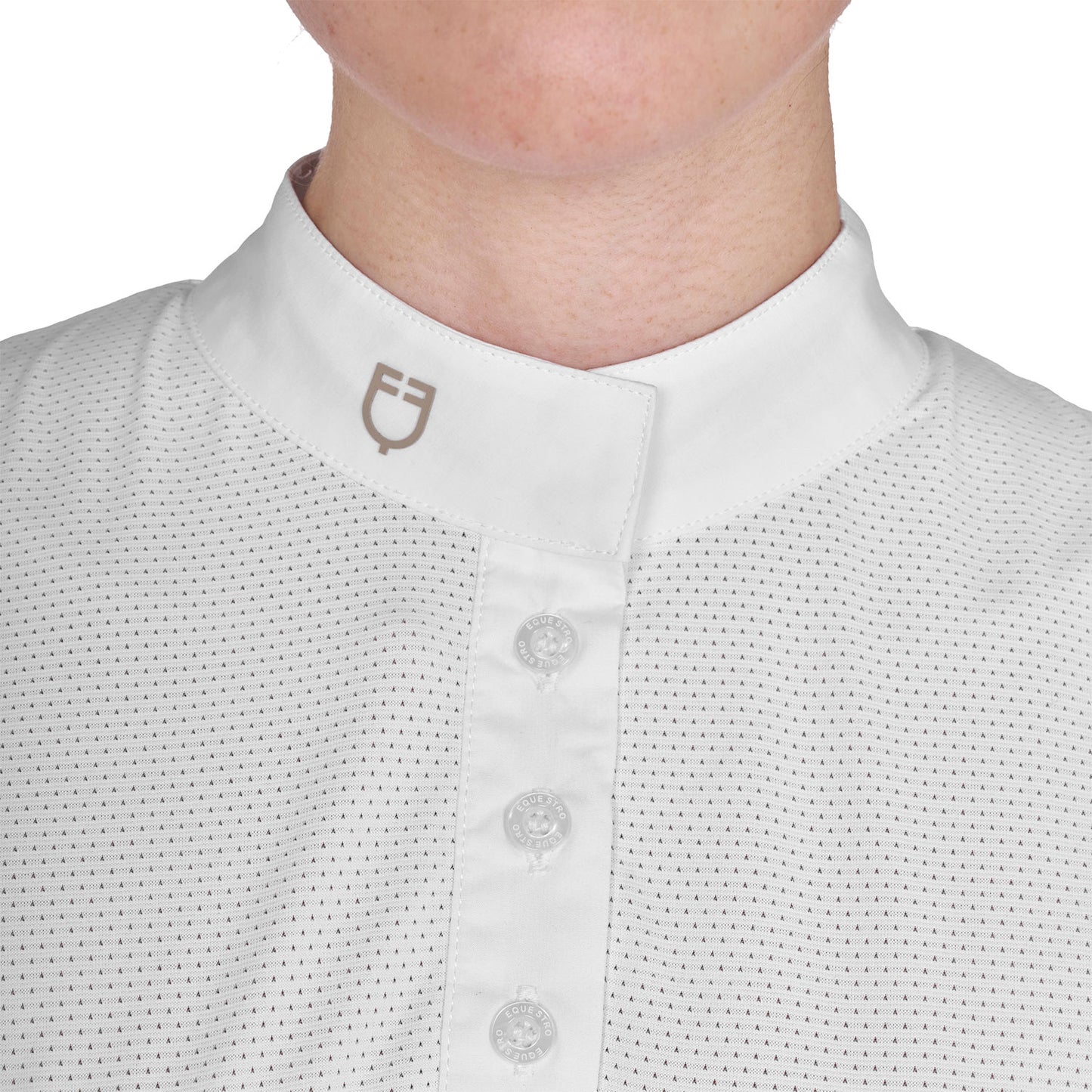 Polo de mujer slim fit de tejido técnico y malla Equestro - Oxford Tan