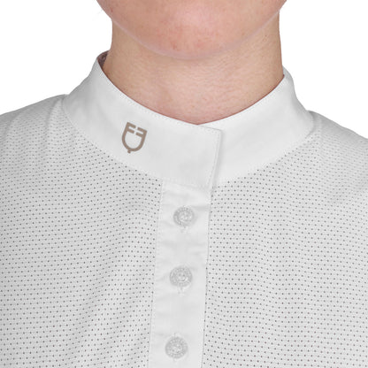Polo de mujer slim fit de tejido técnico y malla Equestro - Oxford Tan