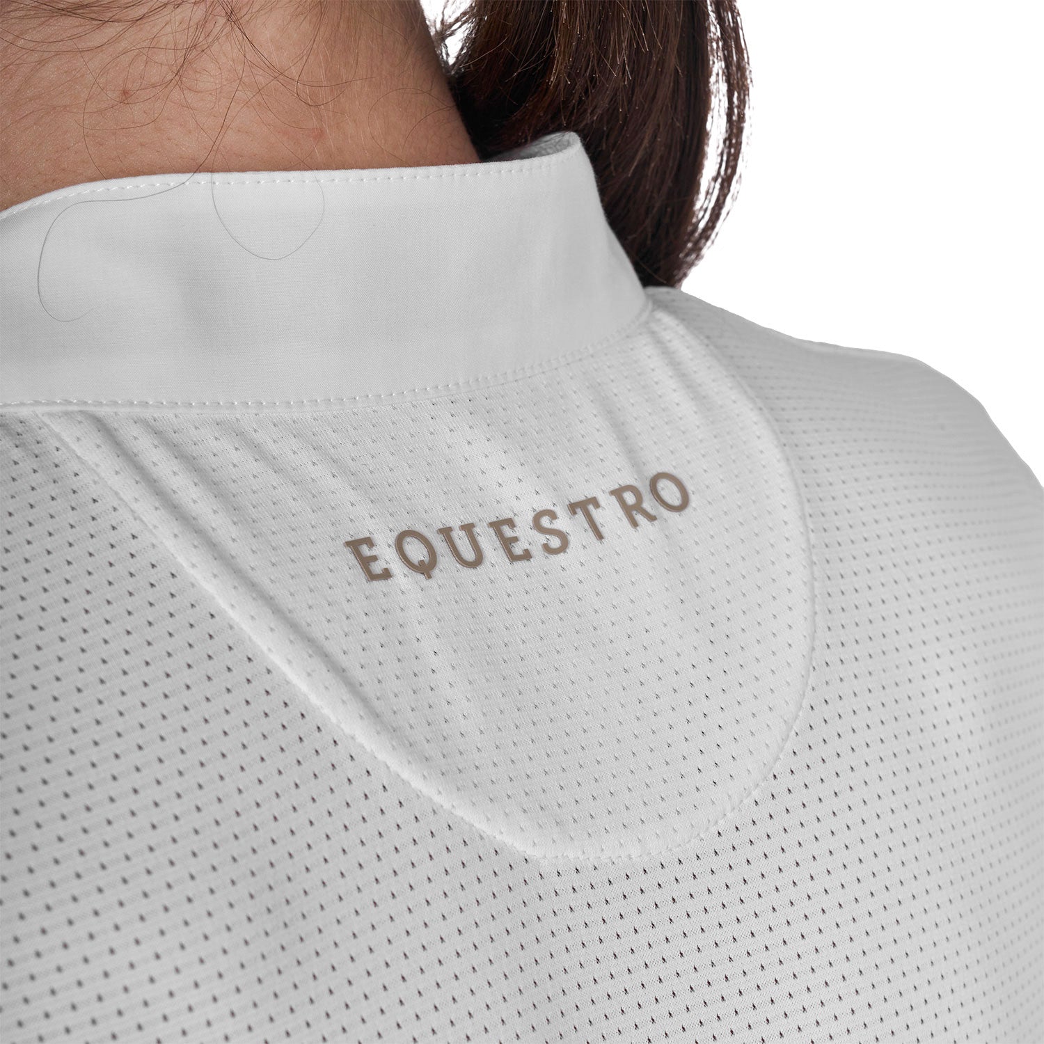 Polo de mujer slim fit de tejido técnico y malla Equestro - Oxford Tan
