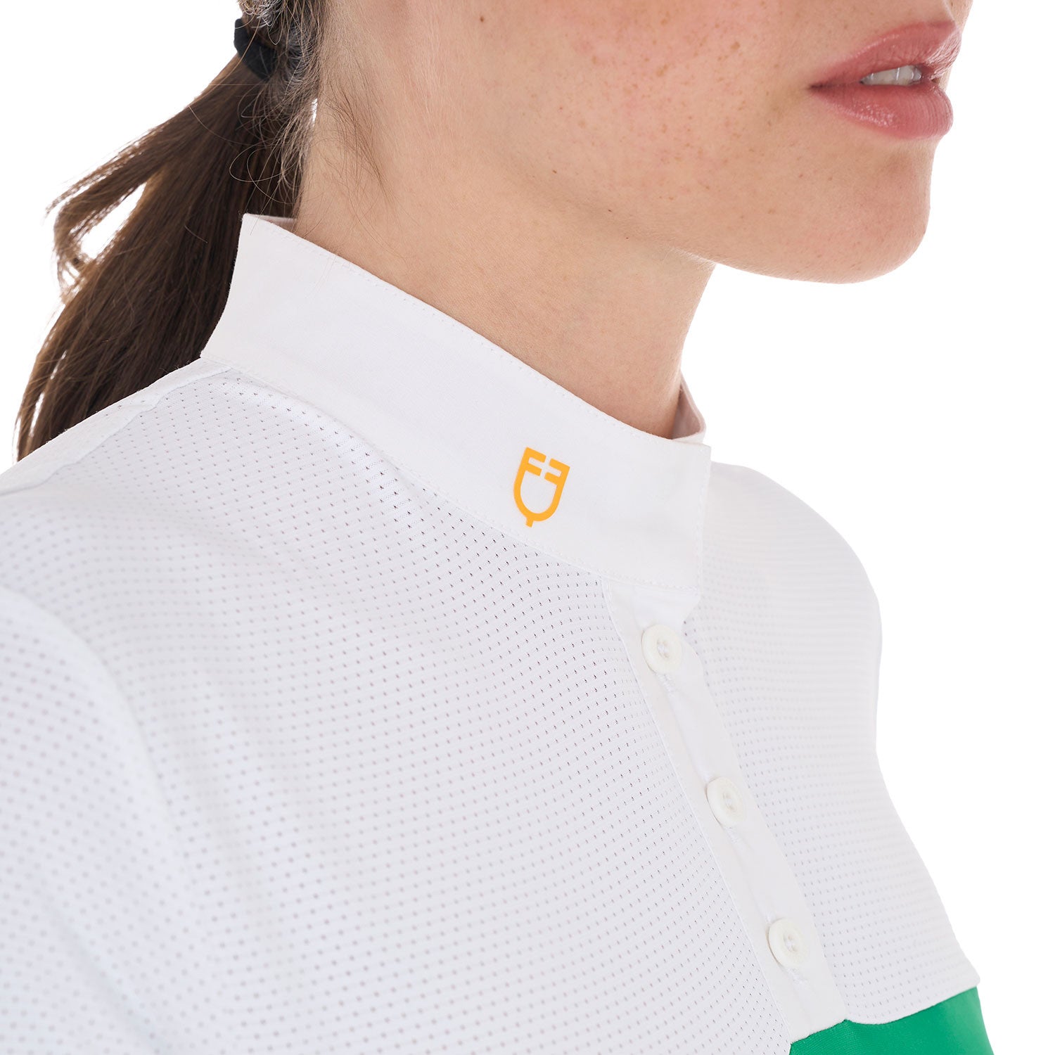 Polo de mujer slim fit de tejido técnico y malla Equestro - Ultramarine Green