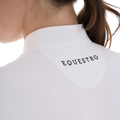 Polo de mujer slim fit de tejido técnico y malla Equestro - Ultramarine Green