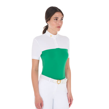 Polo de mujer slim fit de tejido técnico y malla Equestro - Ultramarine Green