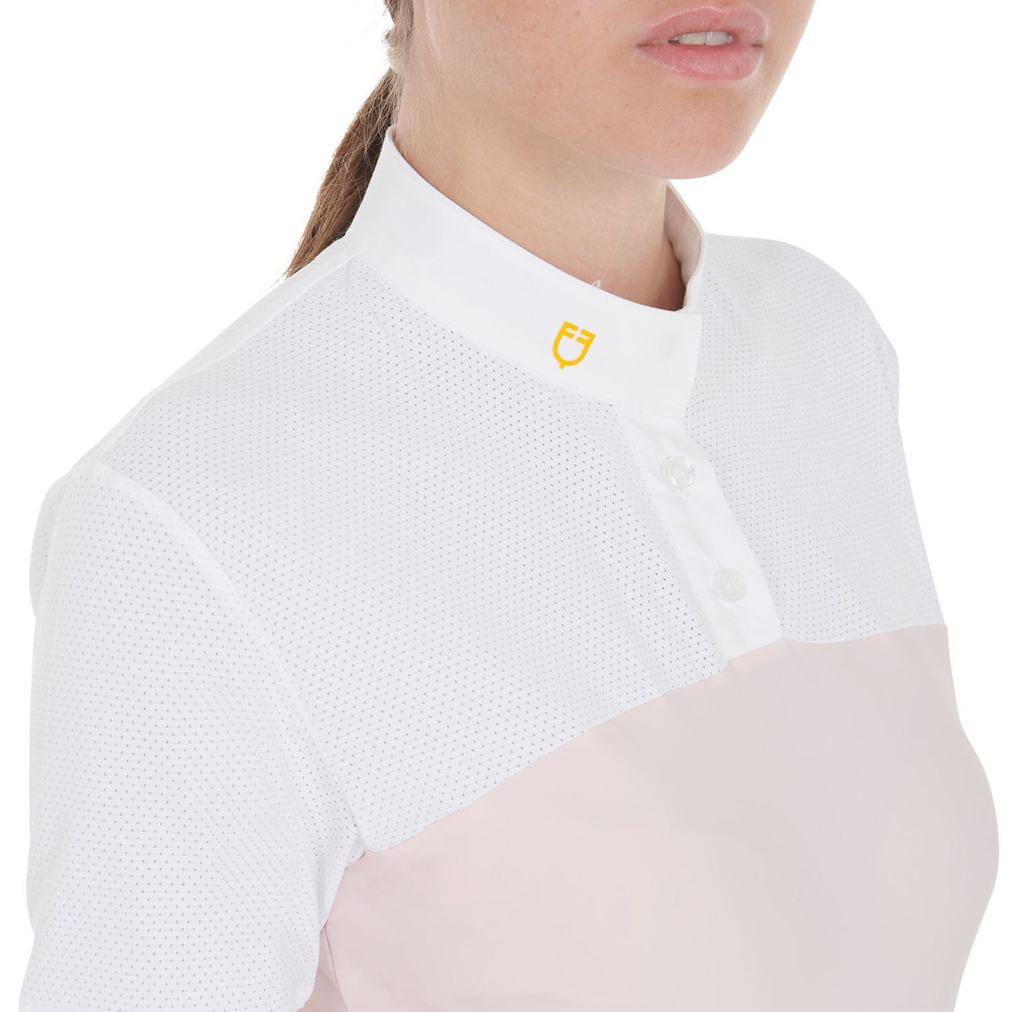 Polo de mujer slim fit de tejido técnico y malla Equestro - Rosa