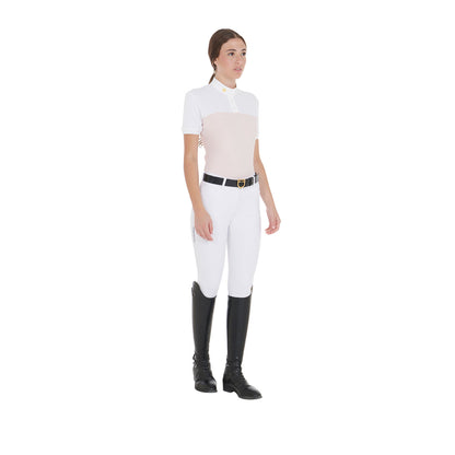 Polo de mujer slim fit de tejido técnico y malla Equestro - Rosa