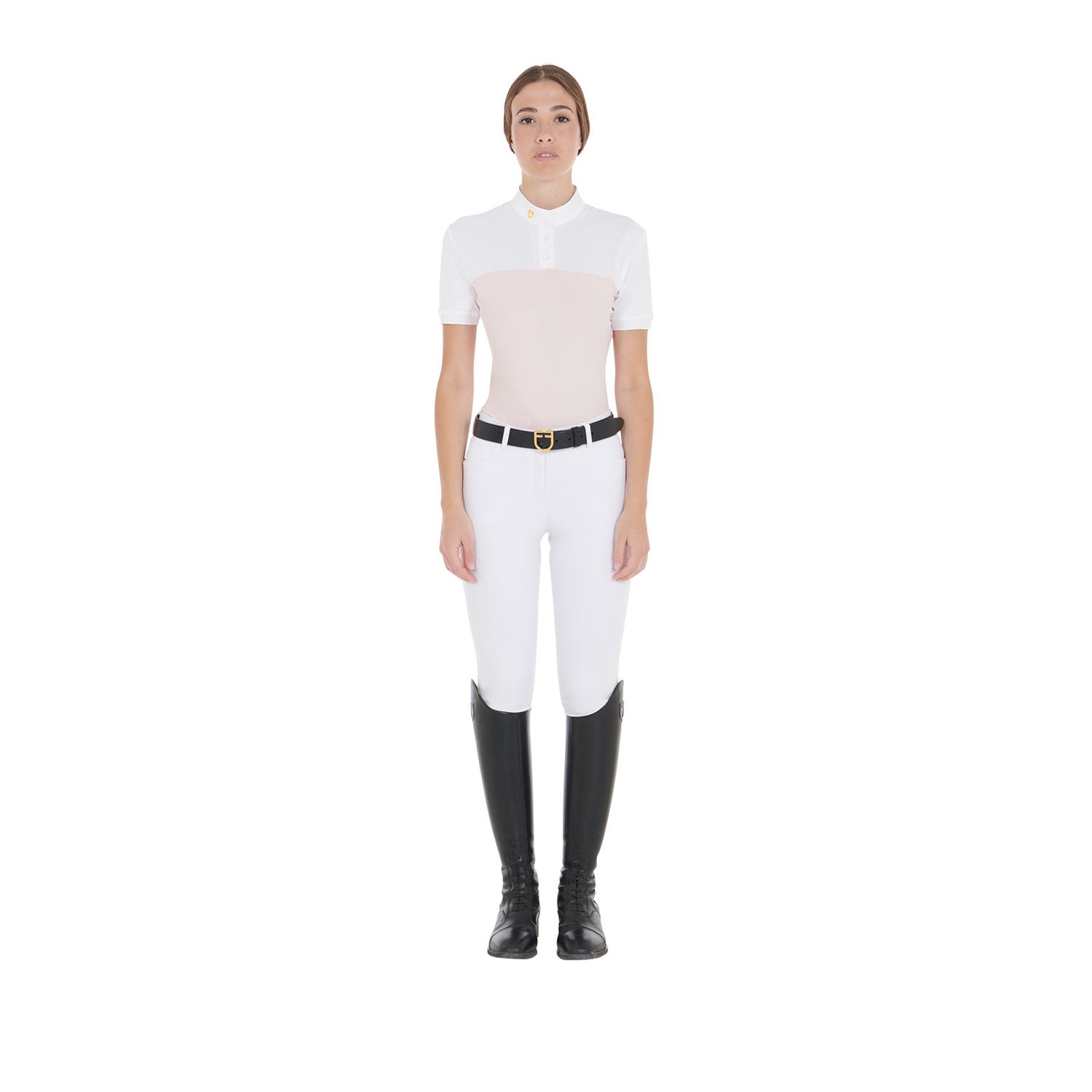 Polo de mujer slim fit de tejido técnico y malla Equestro - Rosa