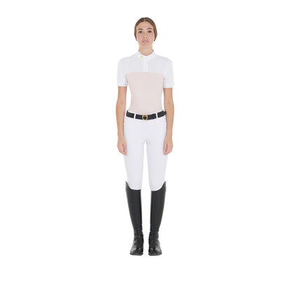Polo de mujer slim fit de tejido técnico y malla Equestro - Rosa