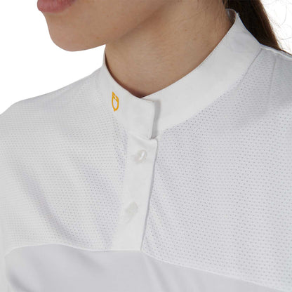 Polo de mujer slim fit de tejido técnico y malla Equestro - Blanco
