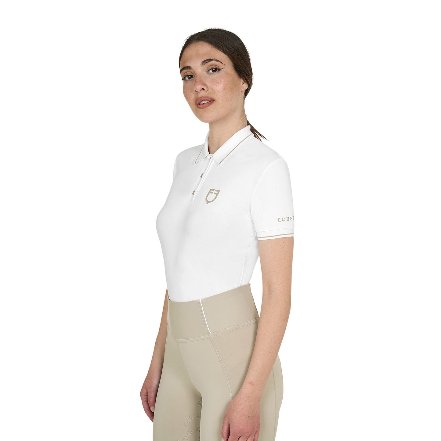 Polo de mujer slim fit en tejido transpirable Equestro - Oxford Tan