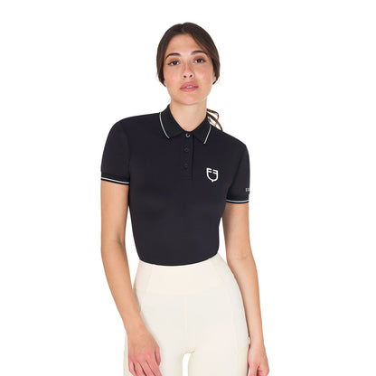 Polo de mujer slim fit en tejido transpirable Equestro - Negro