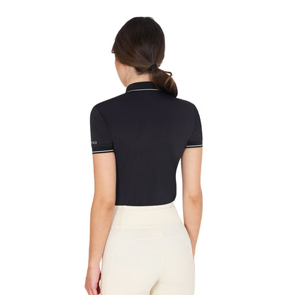 Polo de mujer slim fit en tejido transpirable Equestro - Negro