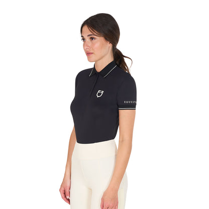 Polo de mujer slim fit en tejido transpirable Equestro - Negro