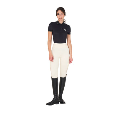 Polo de mujer slim fit en tejido transpirable Equestro - Negro